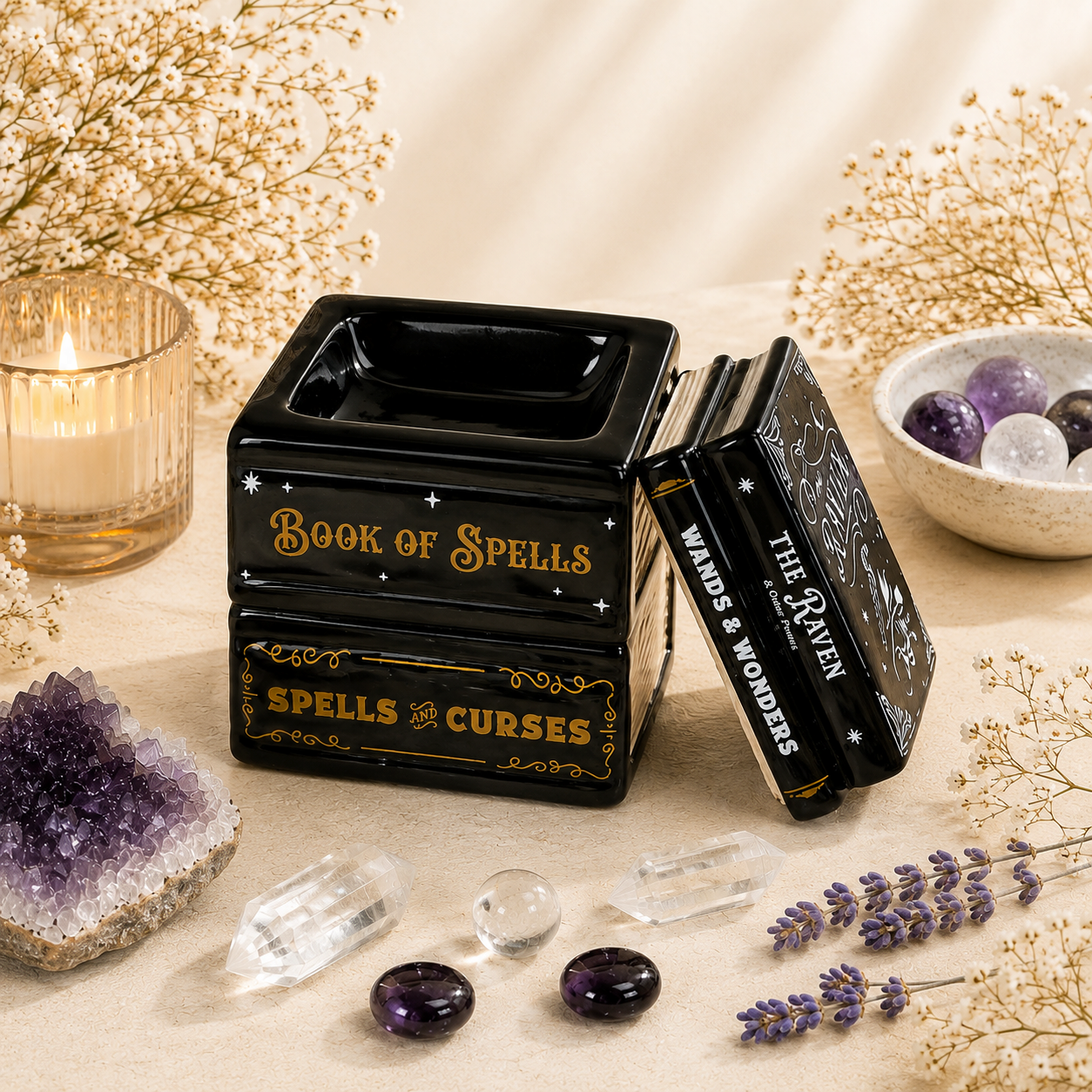 Book of Spells Oil Burner & Wax Warmer – Mystical Ritual Décor
