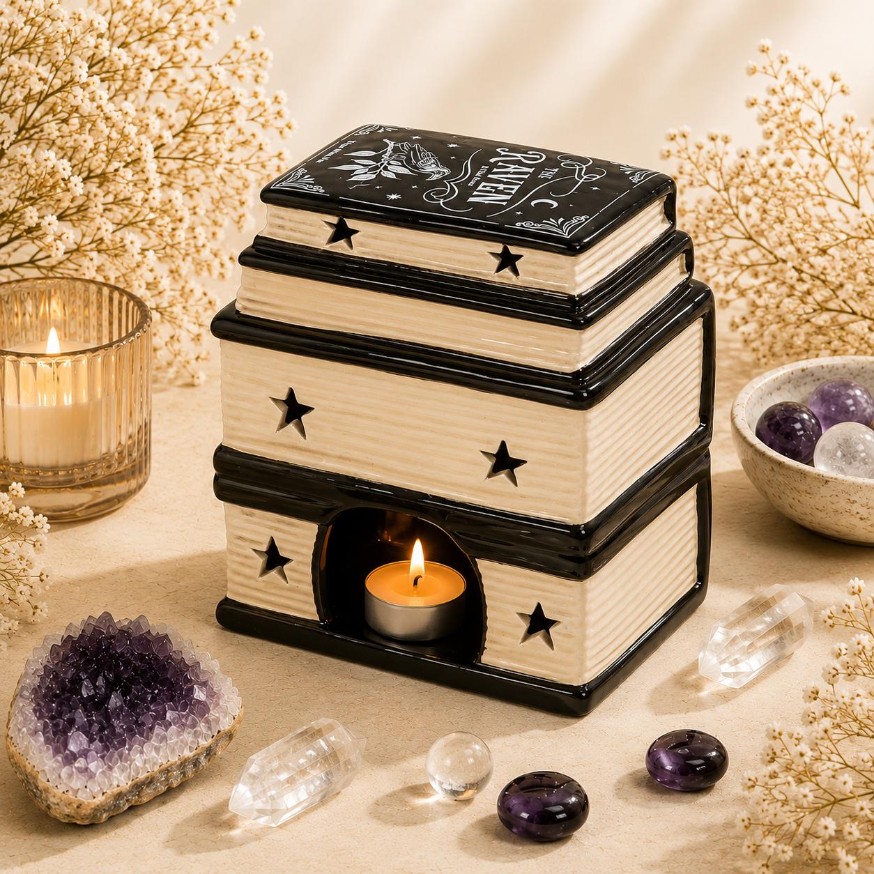 Book of Spells Oil Burner & Wax Warmer – Mystical Ritual Décor