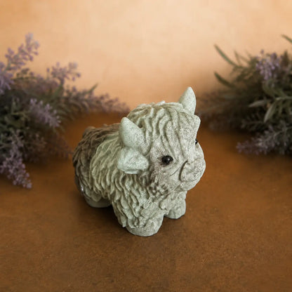 Brown Moss Agate Highland Cow Carving – Grounding & Stability