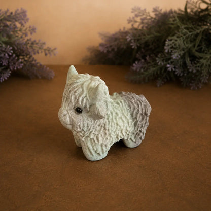 Brown Moss Agate Highland Cow Carving – Grounding & Stability