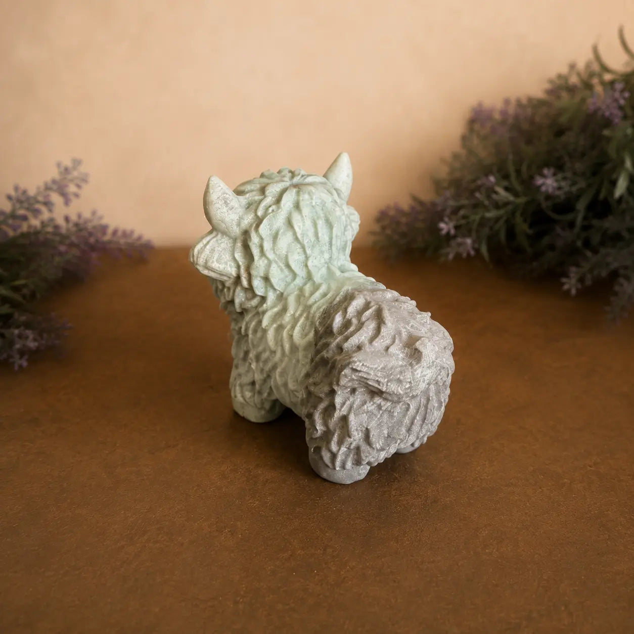 Brown Moss Agate Highland Cow Carving – Grounding & Stability