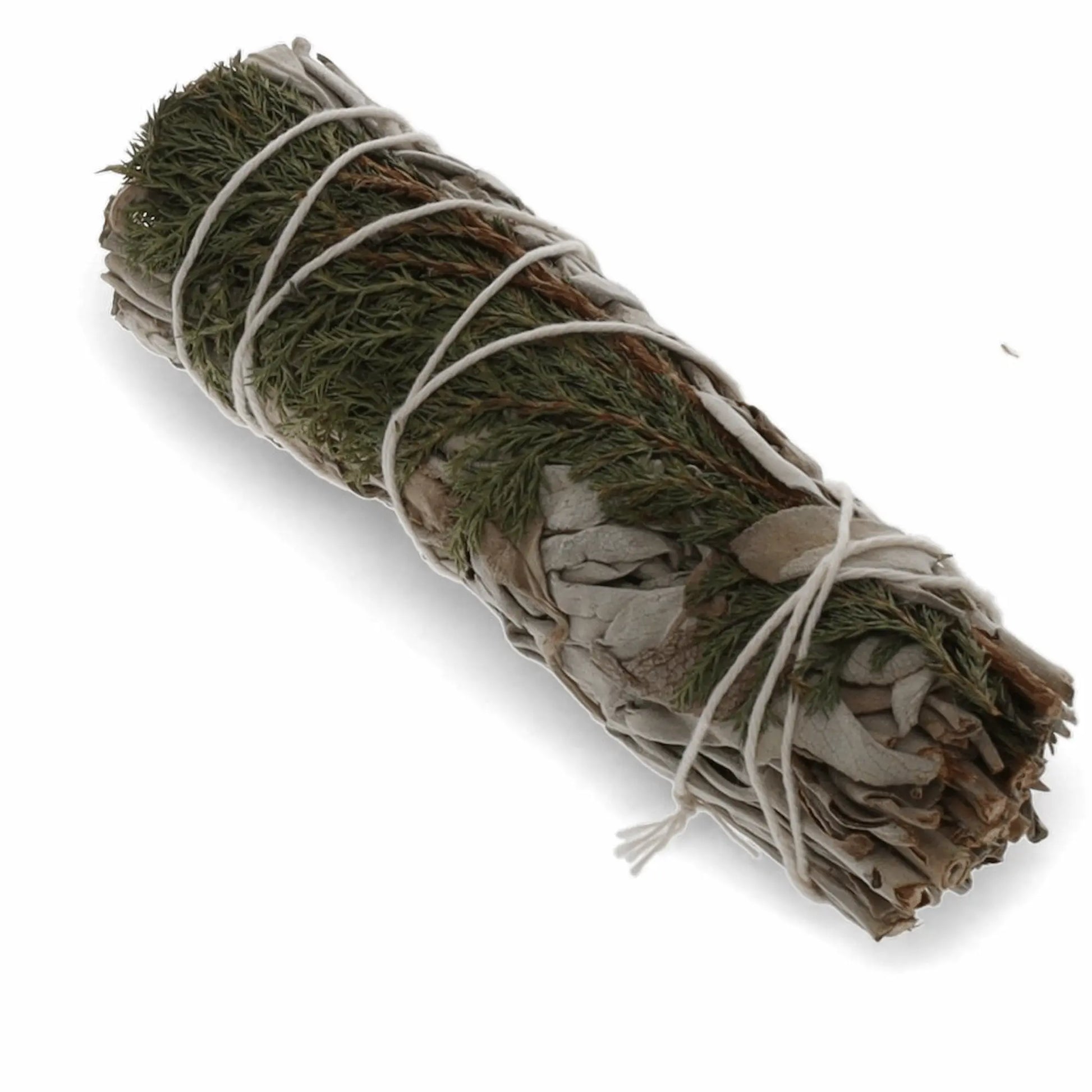 Cedar and White Sage Smudge Stick for energy cleansing, spiritual protection, grounding, and spiritual renewal.