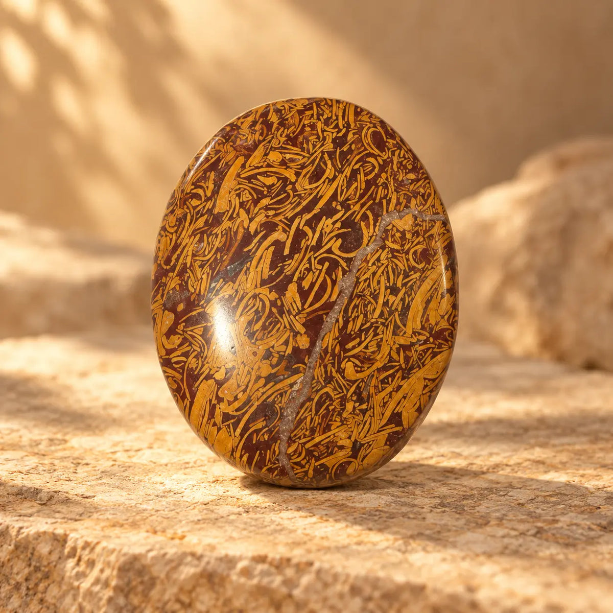 Calligraphy Stone palm stone piece 1 approx. 6 × 4.5 × 2.3 cm