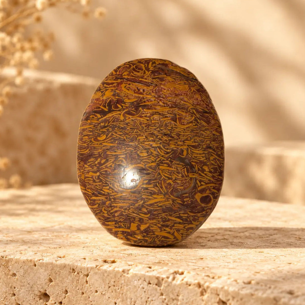Calligraphy Stone palm stone piece 2 approx. 6 × 4.4 × 2.5 cm