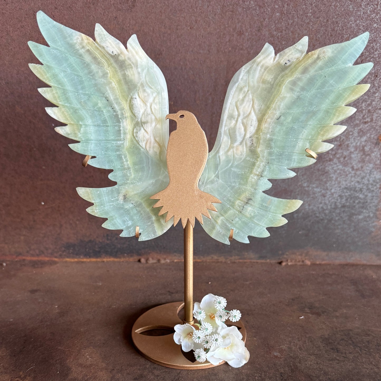 Caribbean calcite crystal wings bird stand spiritual gift for calm clarity intuition healing crystal decor Australia