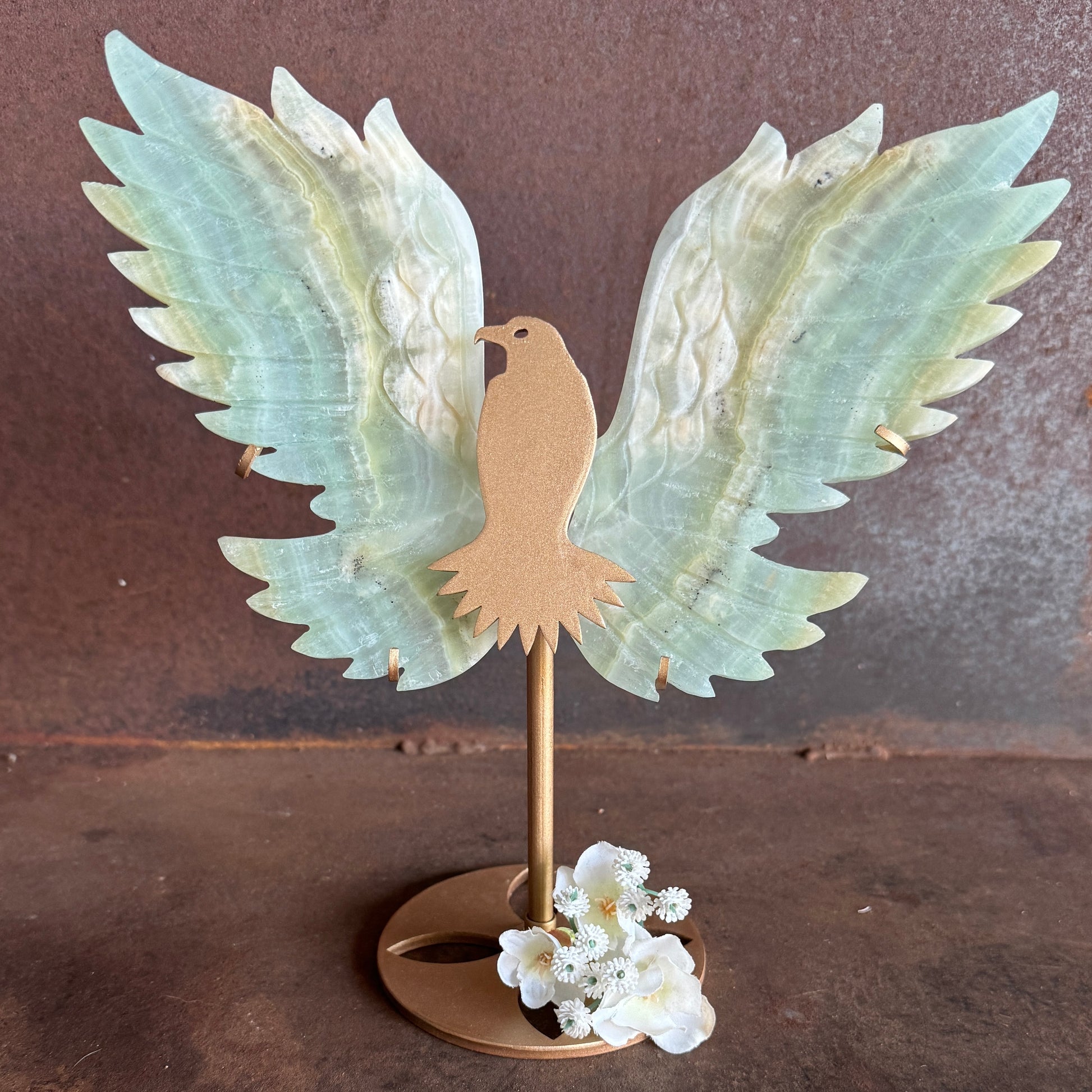 Caribbean calcite crystal wings bird stand spiritual gift for calm clarity intuition healing crystal decor Australia
