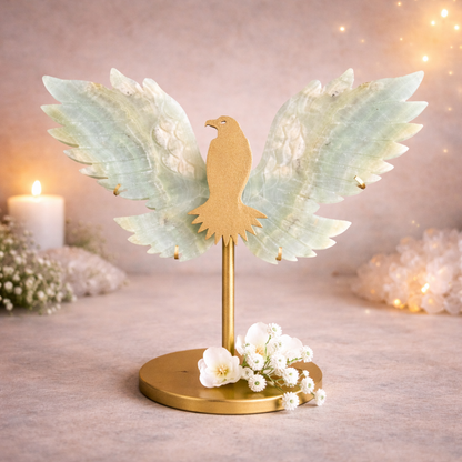 Caribbean Calcite Crystal Wings on Bird Stand – Calm, Clarity & Intuition