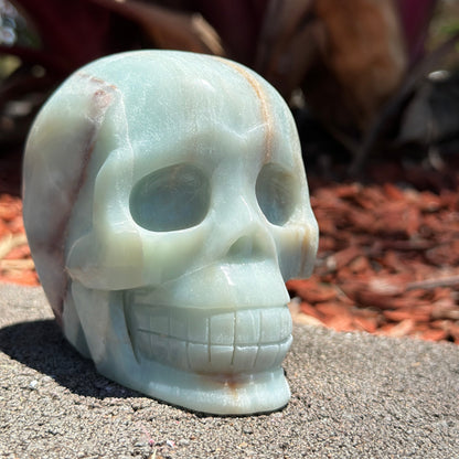 One-of-a-kind Caribbean Calcite Skull 1.066kg hand-carved from genuine blue and white Caribbean Calcite for emotional healing, intuition, meditation, spiritual growth, and sacred décor