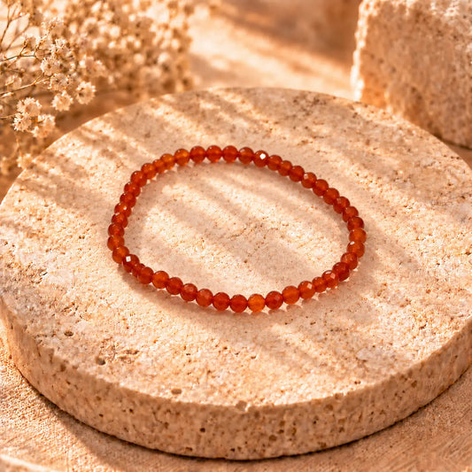 Carnelian 4mm faceted crystal bead bracelet