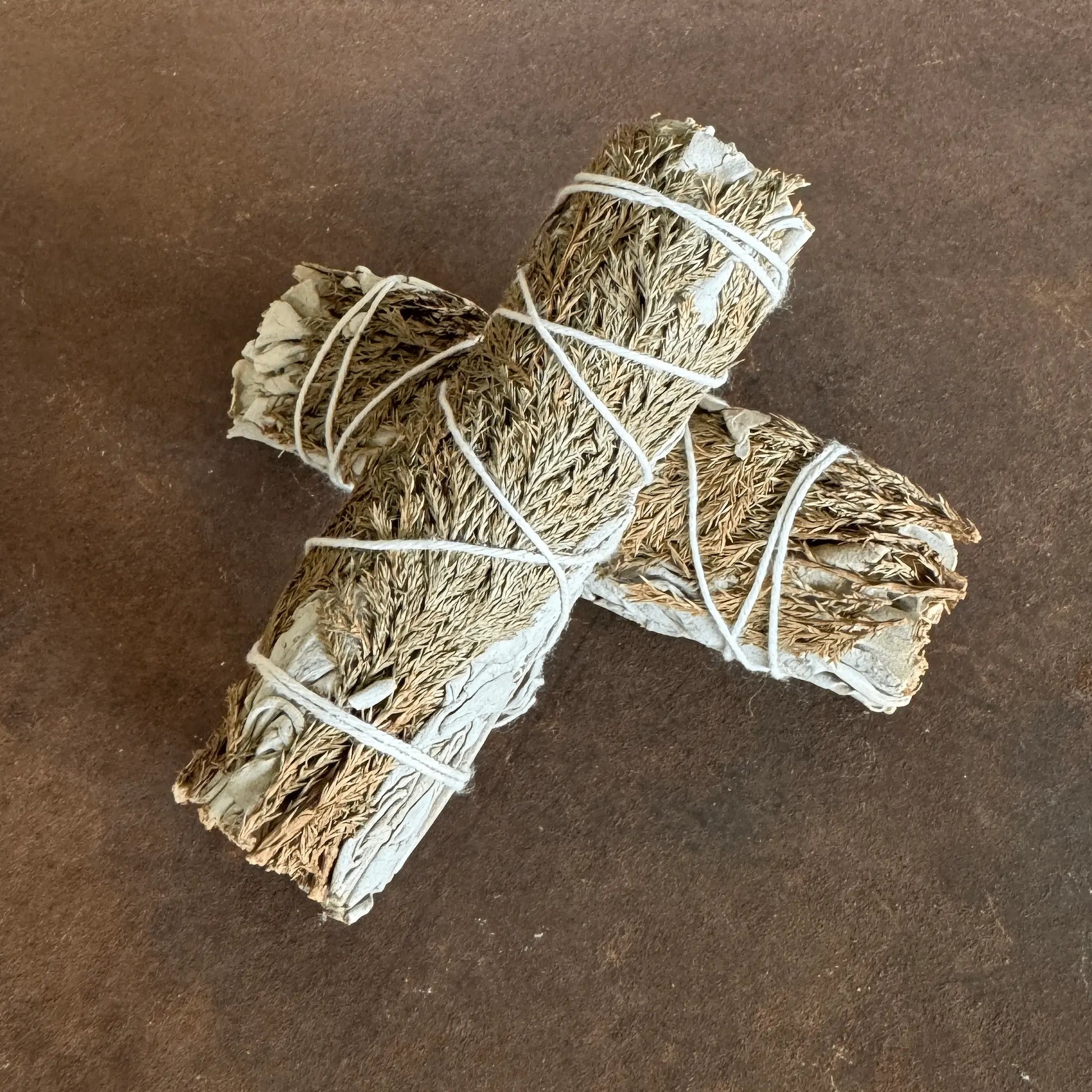 Cedar and White Sage Smudge Stick for energy cleansing, spiritual protection, grounding, and spiritual renewal.