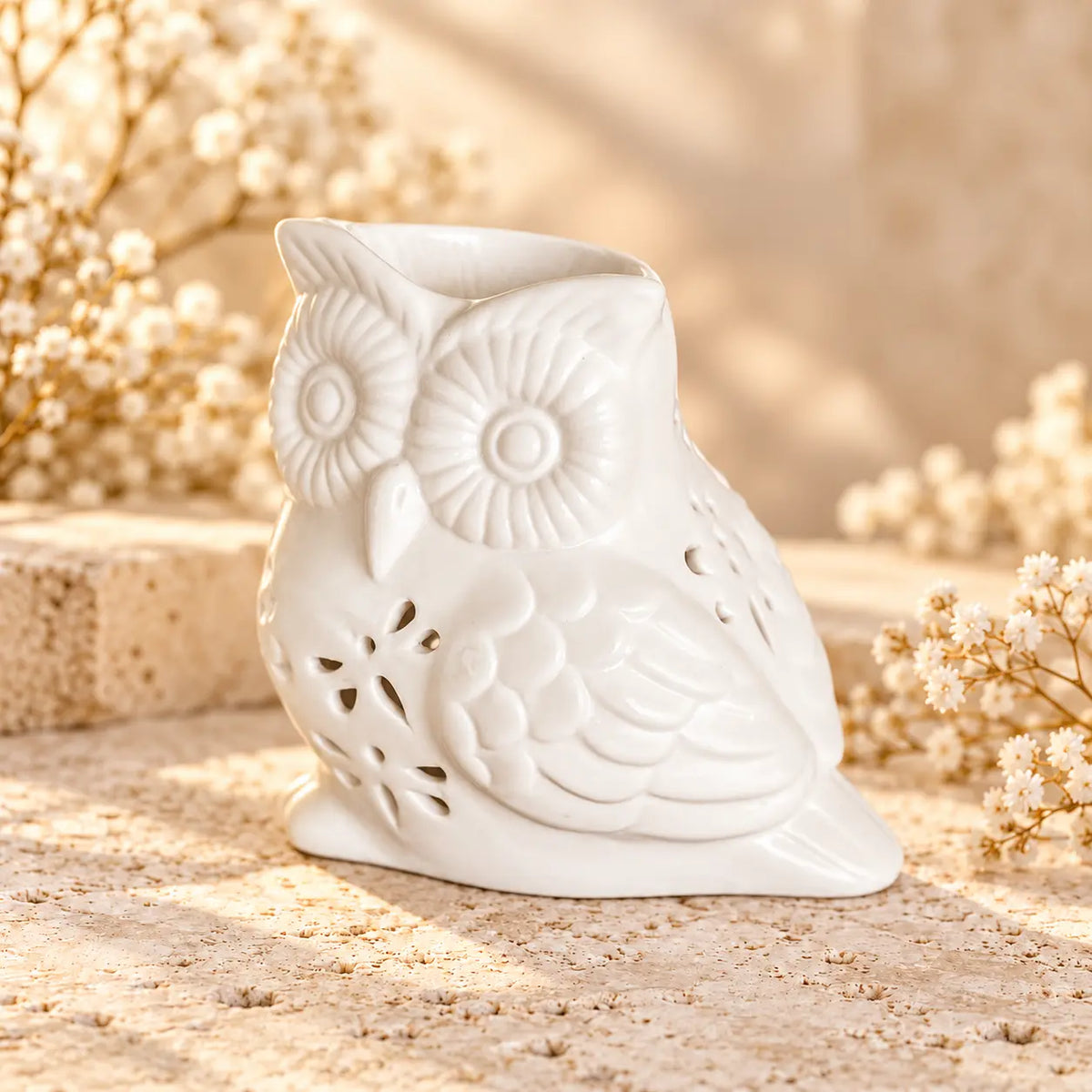 Ceramic Wise Owl Oil Burner Style A for wisdom, intuition, calm and spiritual décor