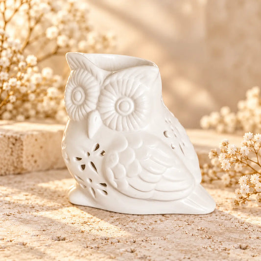 Ceramic Wise Owl Oil Burner Style A for wisdom, intuition, calm and spiritual décor