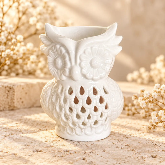 Ceramic Wise Owl Oil Burner Style B for wisdom, peace, protection and spiritual décor