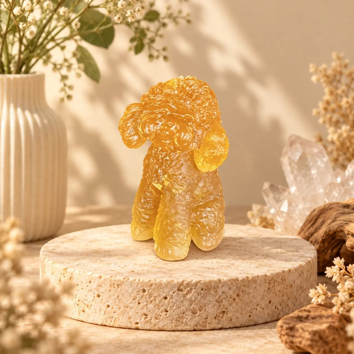 Citrine Cavoodle, Moodle or Toy Poodle crystal dog figurine