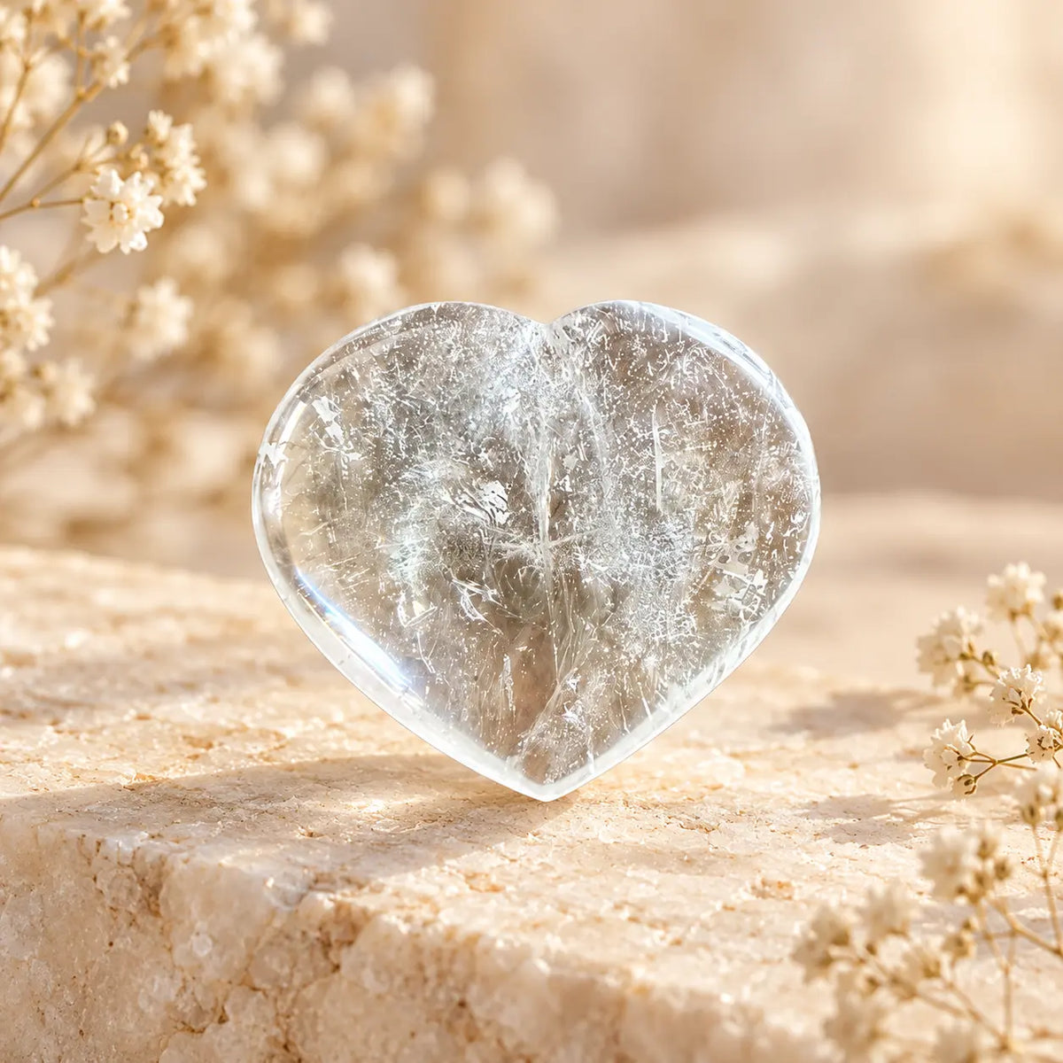 Clear Quartz crystal heart 87g reverse view, polished natural crystal showing individual inclusions – Spiritual Gifts
