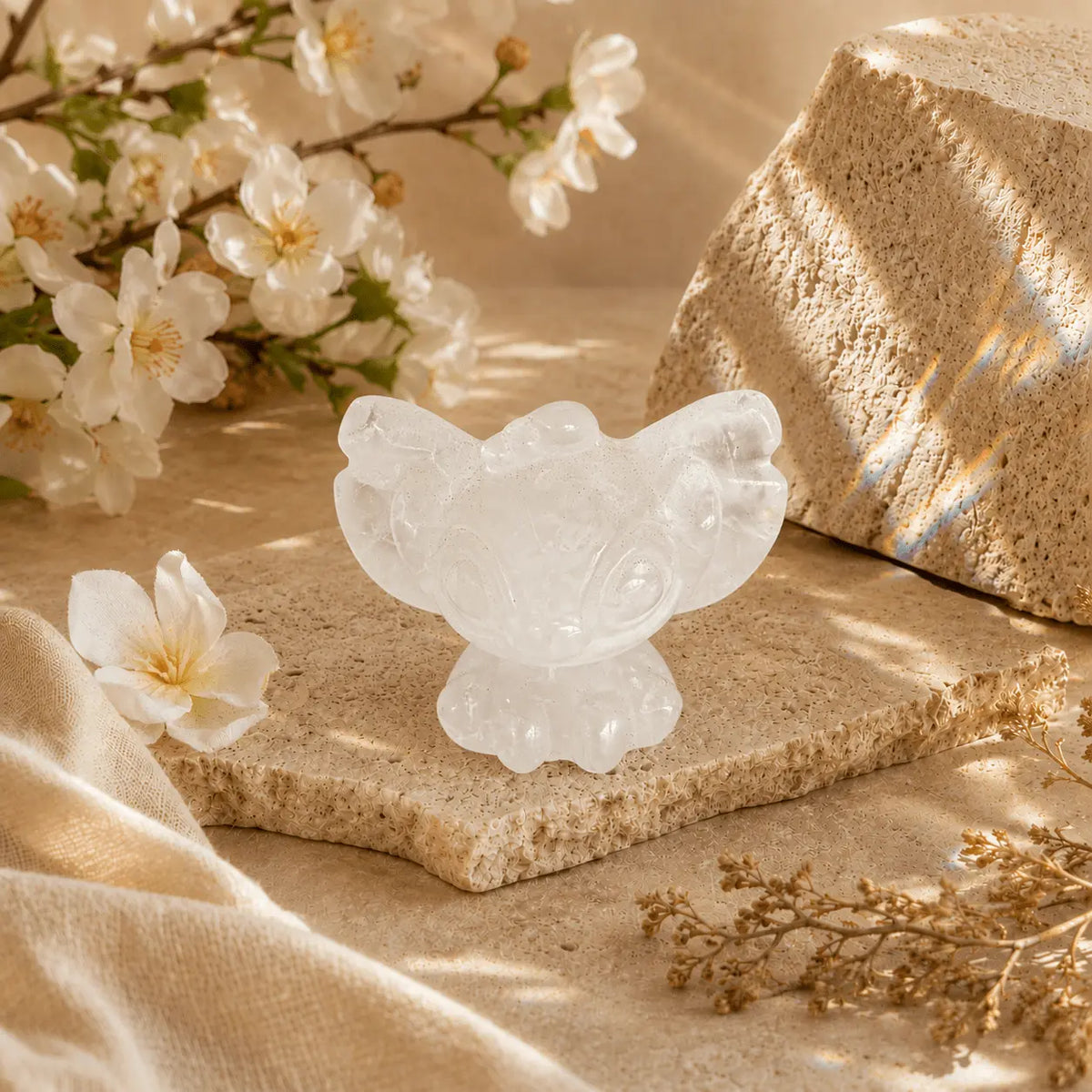Stitch crystal carving hand carved from Clear Quartz