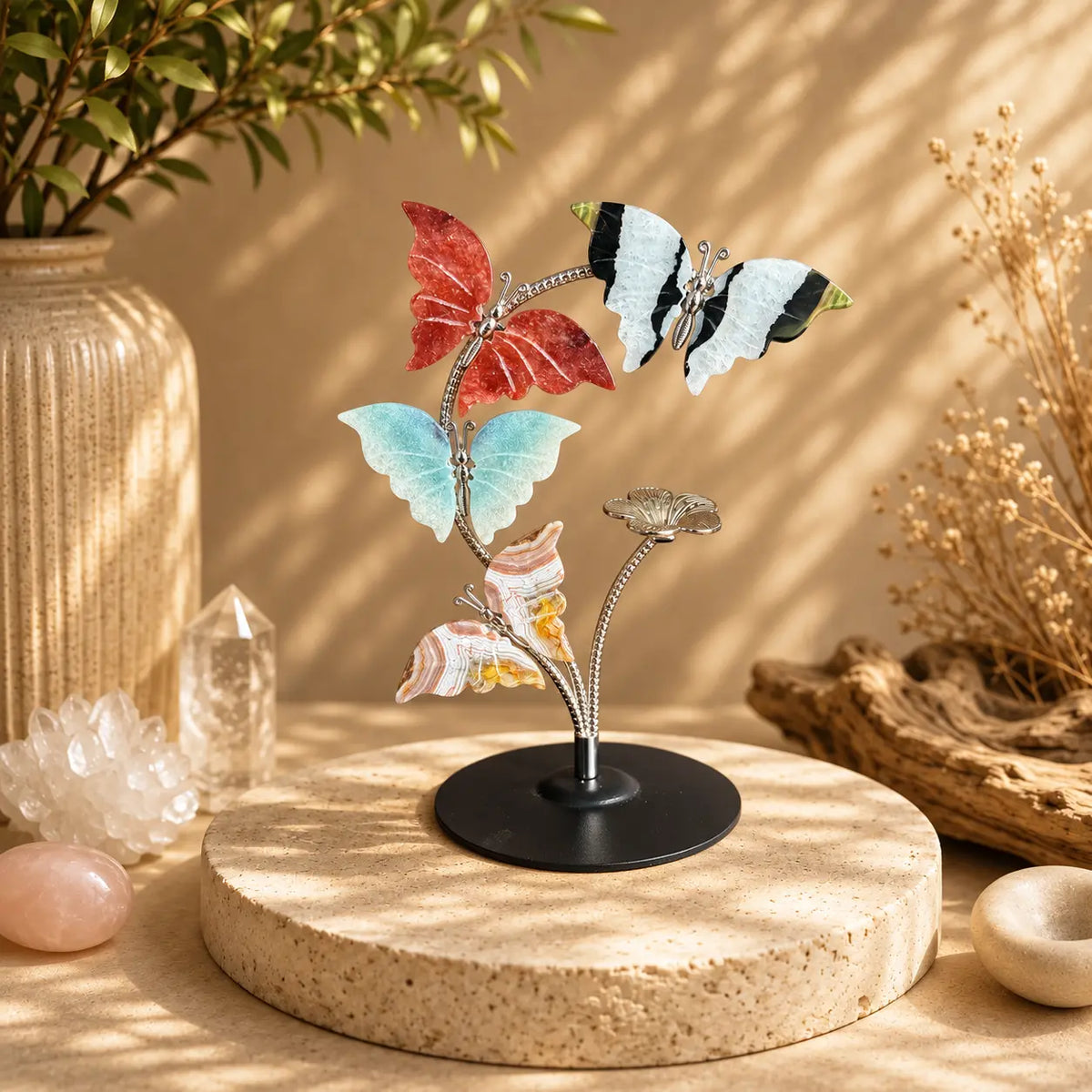 Crystal butterfly sculpture for grounding and emotional balance
