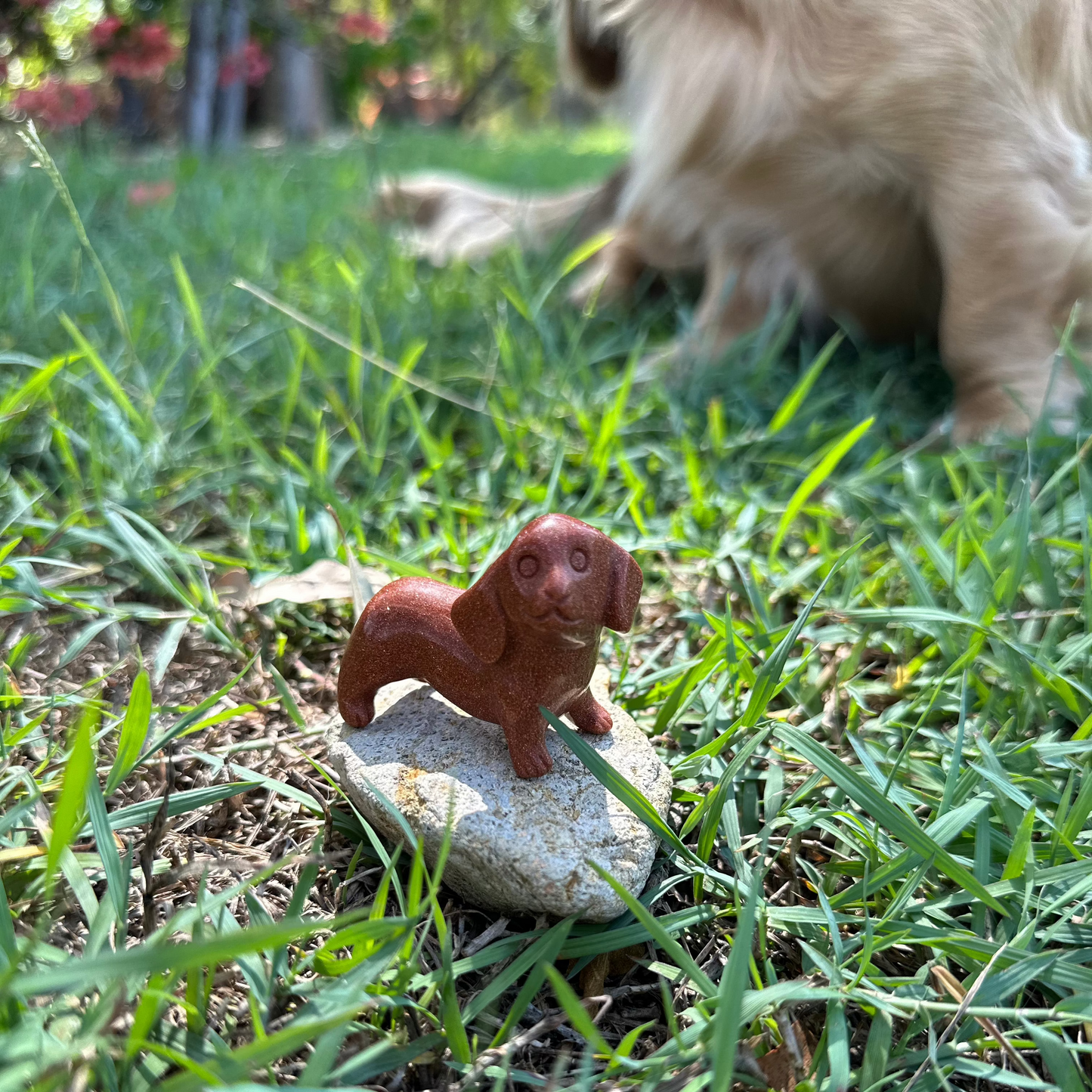 Crystal Dachshund Carving – Sausage Dog Crystal for Emotional Healing, Protection & High-Vibration Energy