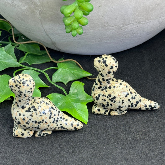 Dalmatian Jasper crystal dinosaur carving approximately 4.5cm