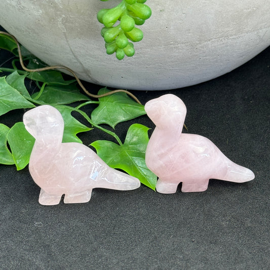 Rose Quartz crystal dinosaur carving approximately 4.5cm