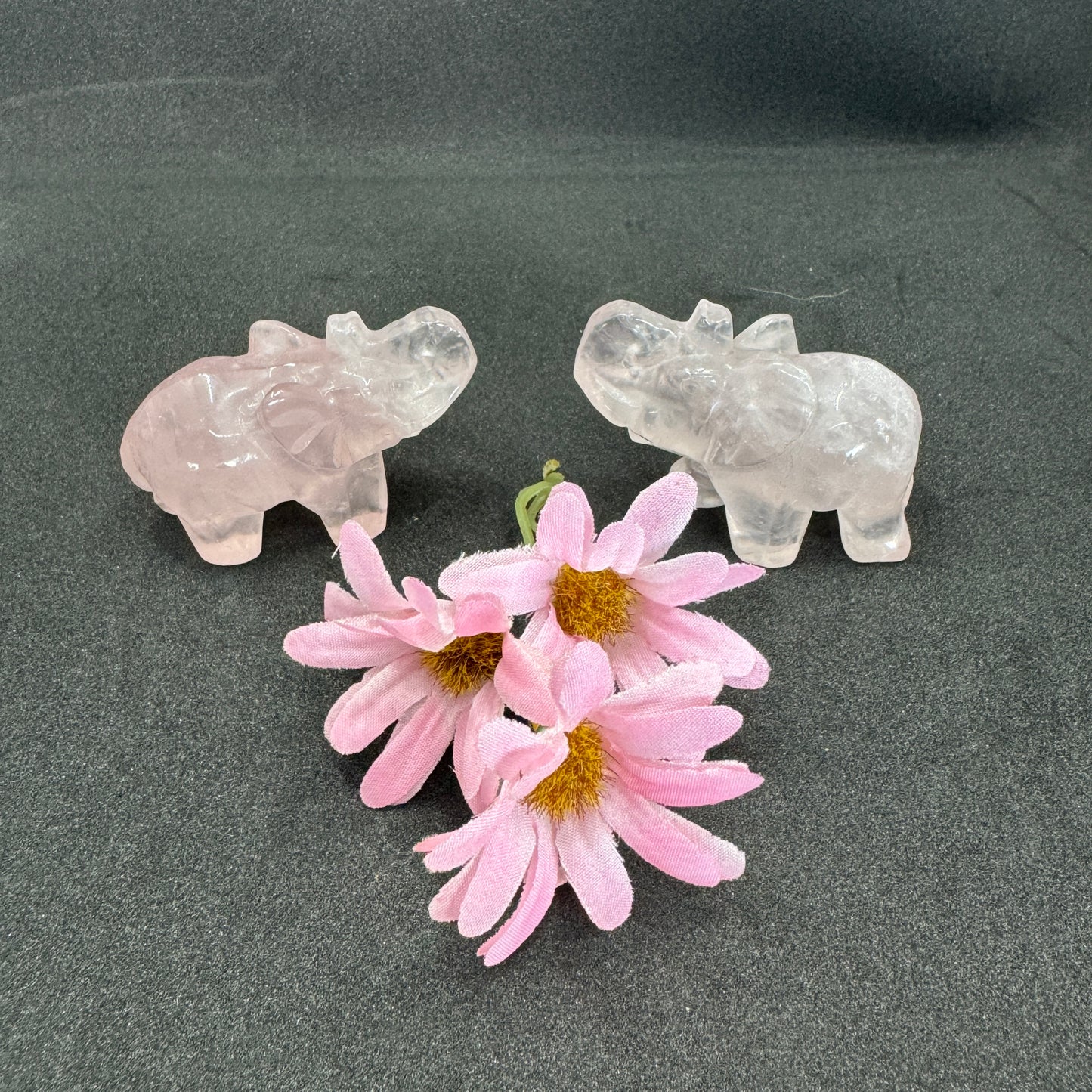 Crystal Elephant Carvings (7cm) – Hand-Carved Healing Crystals for Luck, Strength & Spiritual Protection