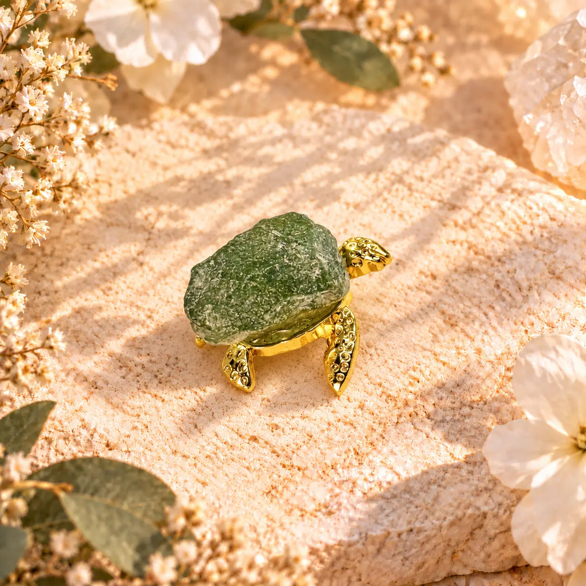 Crystal turtle carving with natural gemstone shell – alternate product view