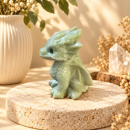 Side view of Dushan Jade crystal dragon carving Piece 1