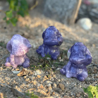 Eeyore-inspired Lepidolite crystal carving approx 5.5cm