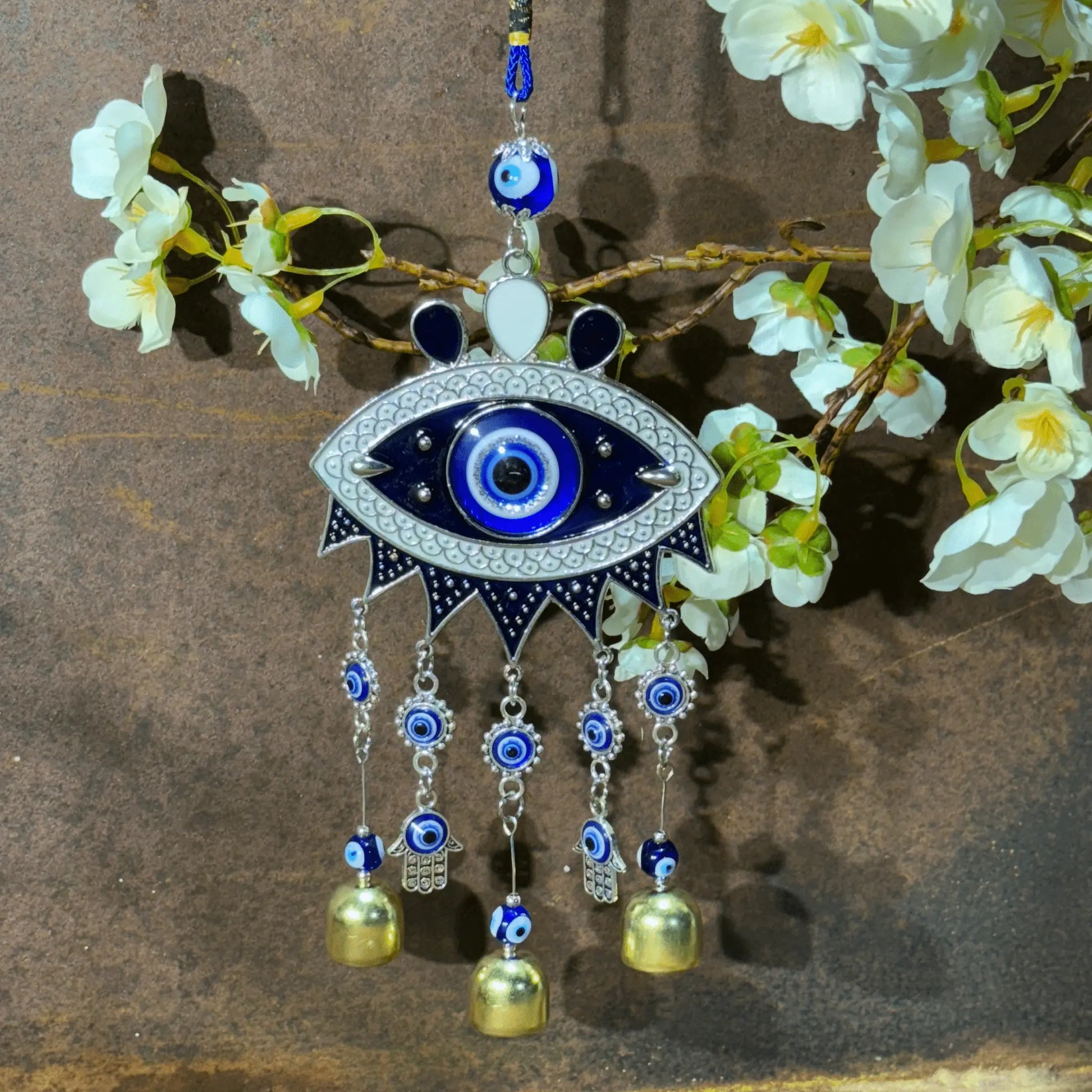 Evil Eye Wind Chime & Crystal Suncatcher Australia for spiritual protection, energy clearing, positive energy, emotional healing, intuition, sound vibration, and sacred home décor.