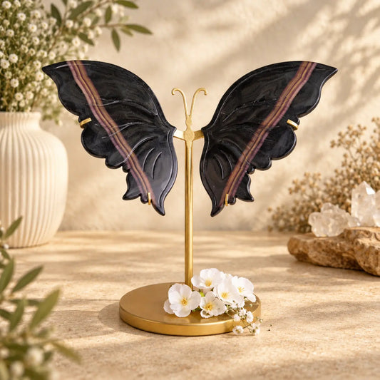 Crystal Butterfly Sculpture – Fluorite Crystal Wings on Stand