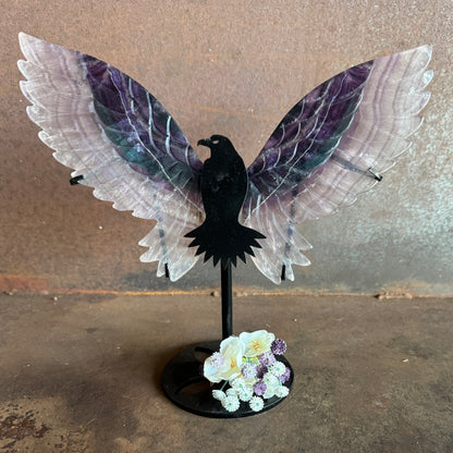 Fluorite Crystal Wings on Bird Stand – Emotional Healing, Clarity & Spiritual Protection