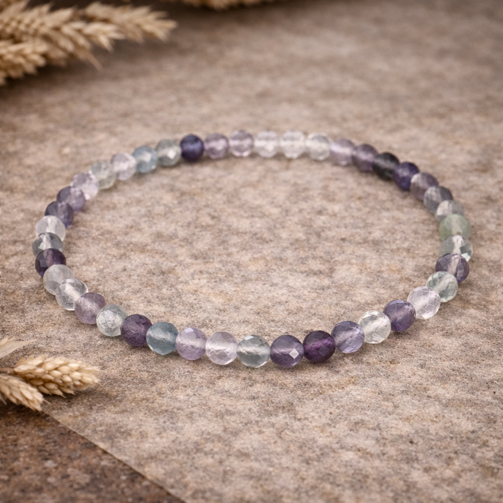 Fluorite Bracelet 4mm – Faceted Crystal Bracelet for Clarity, Intuition & Spiritual Protection