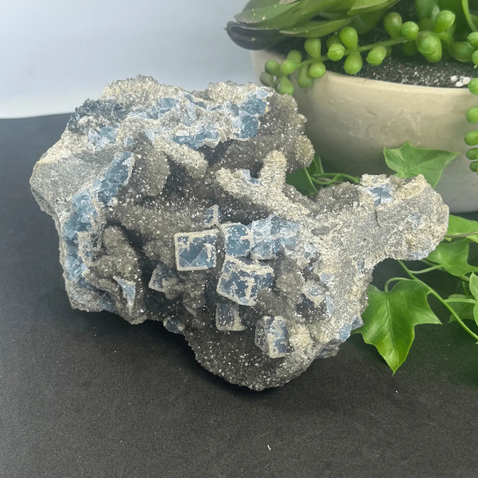 Fluorite and sphalerite crystal specimen for clarity grounding protection spiritual gift Australia