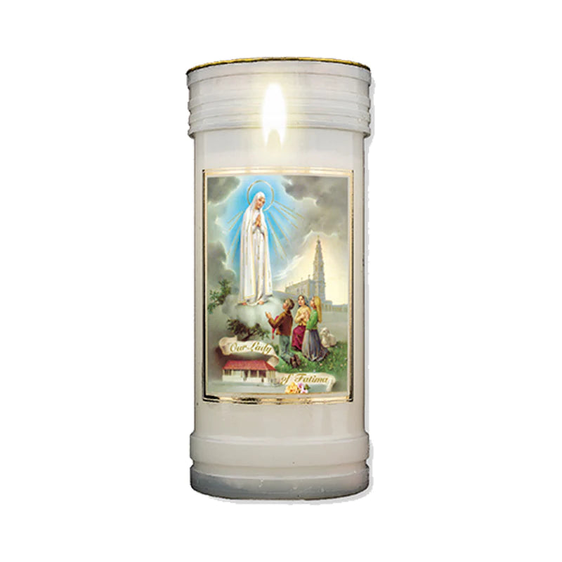 Our Lady of Fatima devotional candle for prayer healing faith protection and spiritual comfort