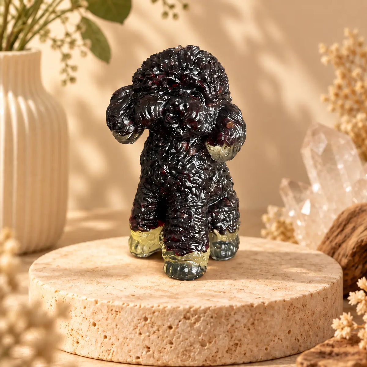 Garnet Cavoodle, Moodle or Toy Poodle crystal dog figurine