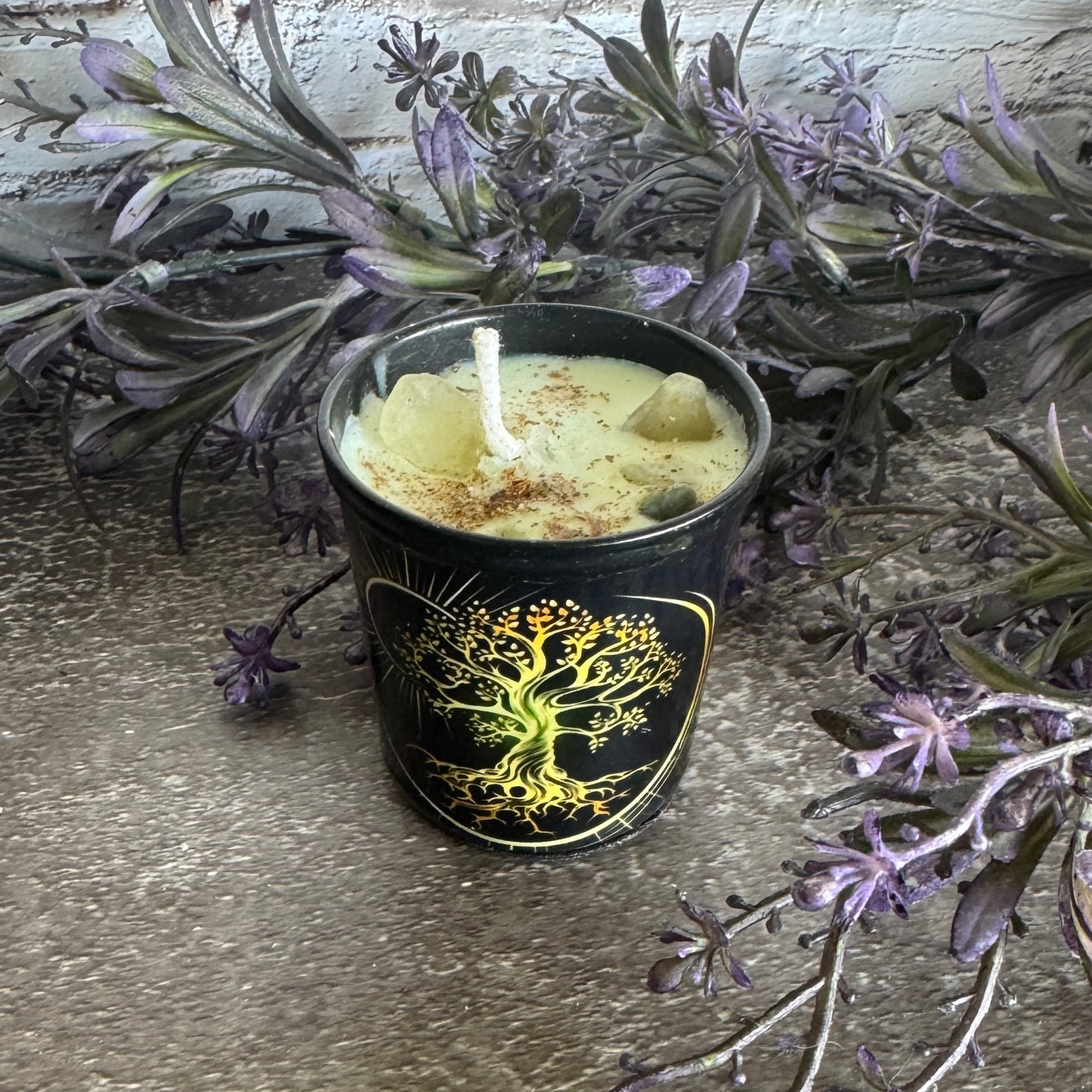tree of life candle australia spiritual candle crystal infused peace balance energy healing décor