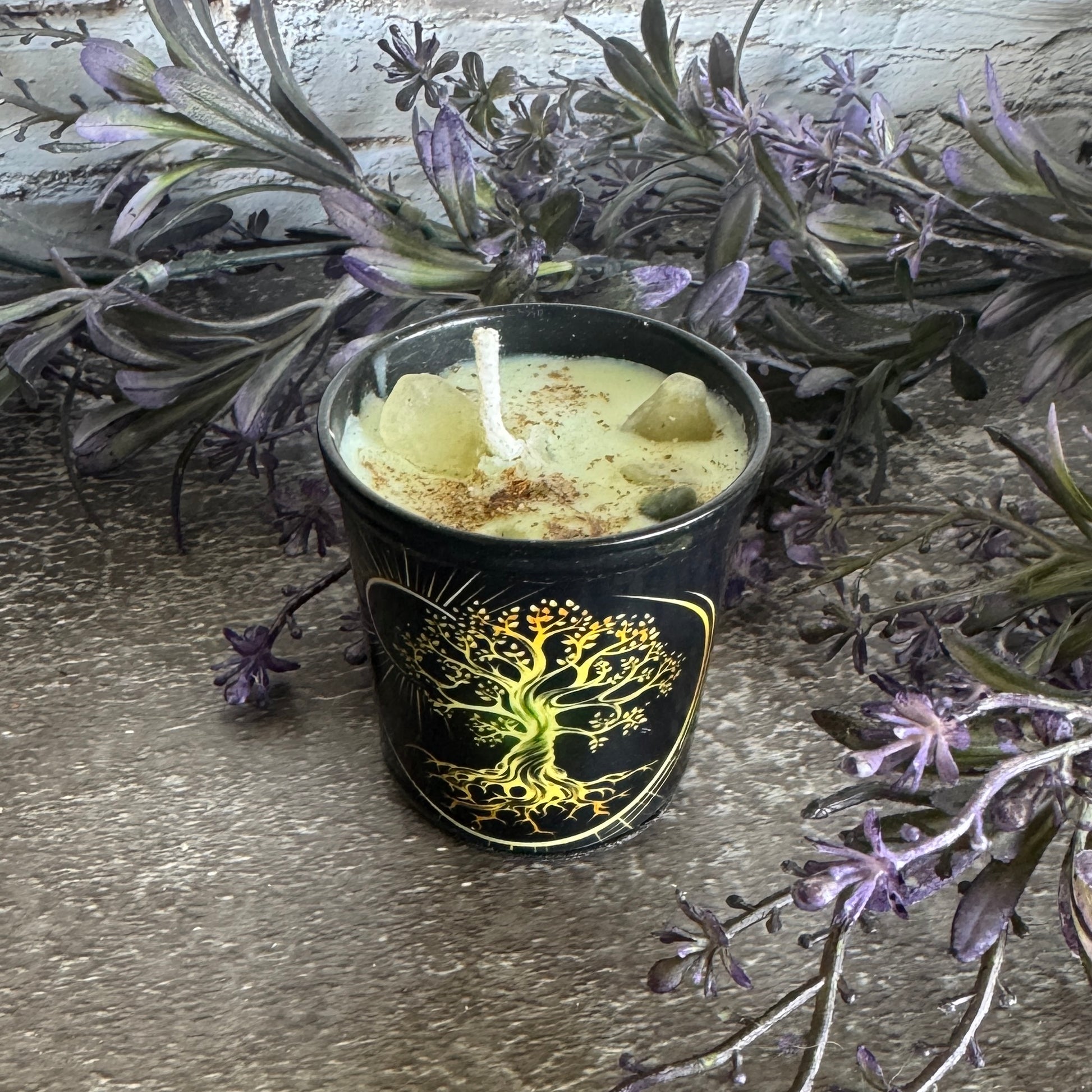 tree of life candle australia spiritual candle crystal infused peace balance energy healing décor