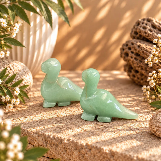 Green Aventurine crystal dinosaur carving approximately 4.5cm tall