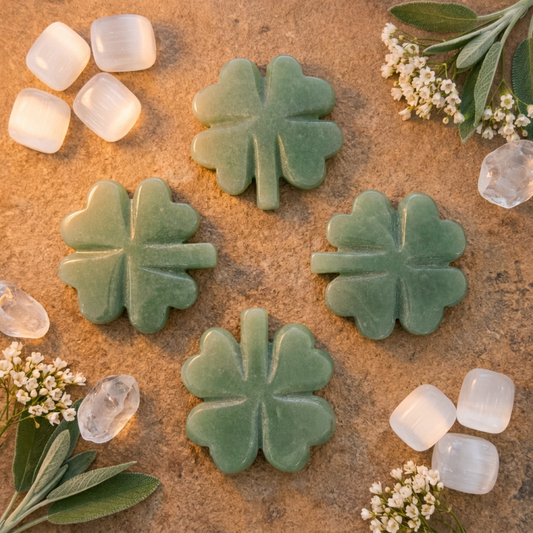 Green Aventurine Lucky Four Leaf Clover – Abundance, Luck & Prosperity Crystal