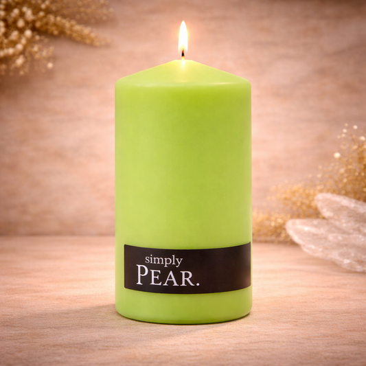 Green Pillar Candle – Pear Scent Spiritual Ritual Candle for Abundance, Heart Healing & Prosperity