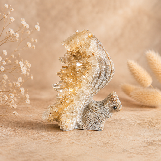 Hand-Carved Squirrel Geode Crystal – Joy, Grounding & Spiritual Healing Gift Australia