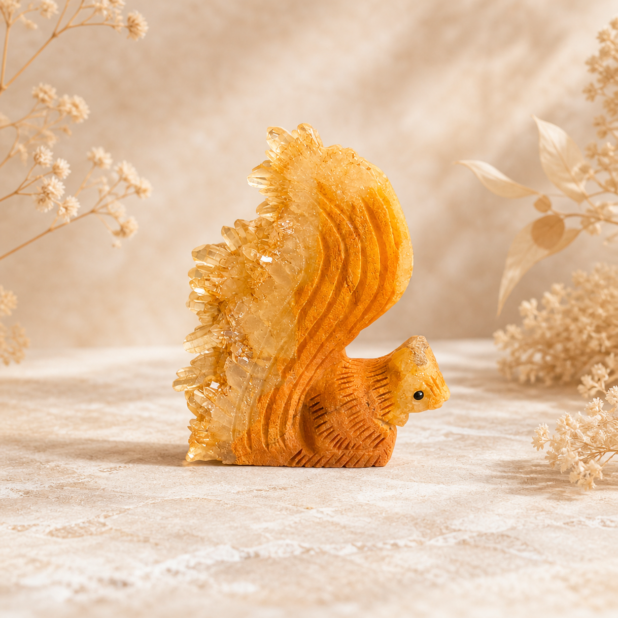 Hand-Carved Squirrel Geode Crystal – Joy, Grounding & Spiritual Healing Gift Australia