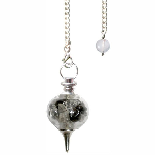 Hematite Glass Sphere Pendulum – Grounding, Clarity & Spiritual Insight