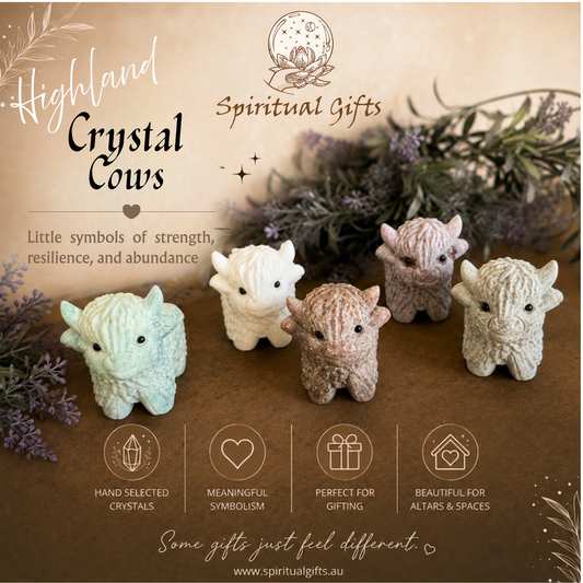 Crystal Highland Cow Carvings | Animal Crystal Carvings Australia