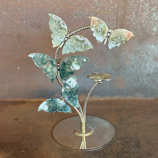 Moss Agate Butterfly Crystal Sculpture – (Style B) Growth, Renewal & Spiritual Healing Energy