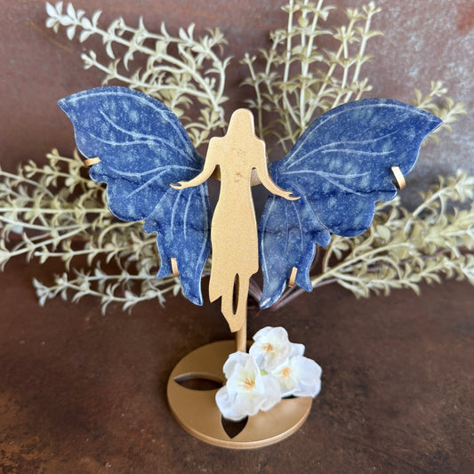 Blue Aventurine Crystal Wings on Angel Stand – Spiritual Healing, Protection & Clarity