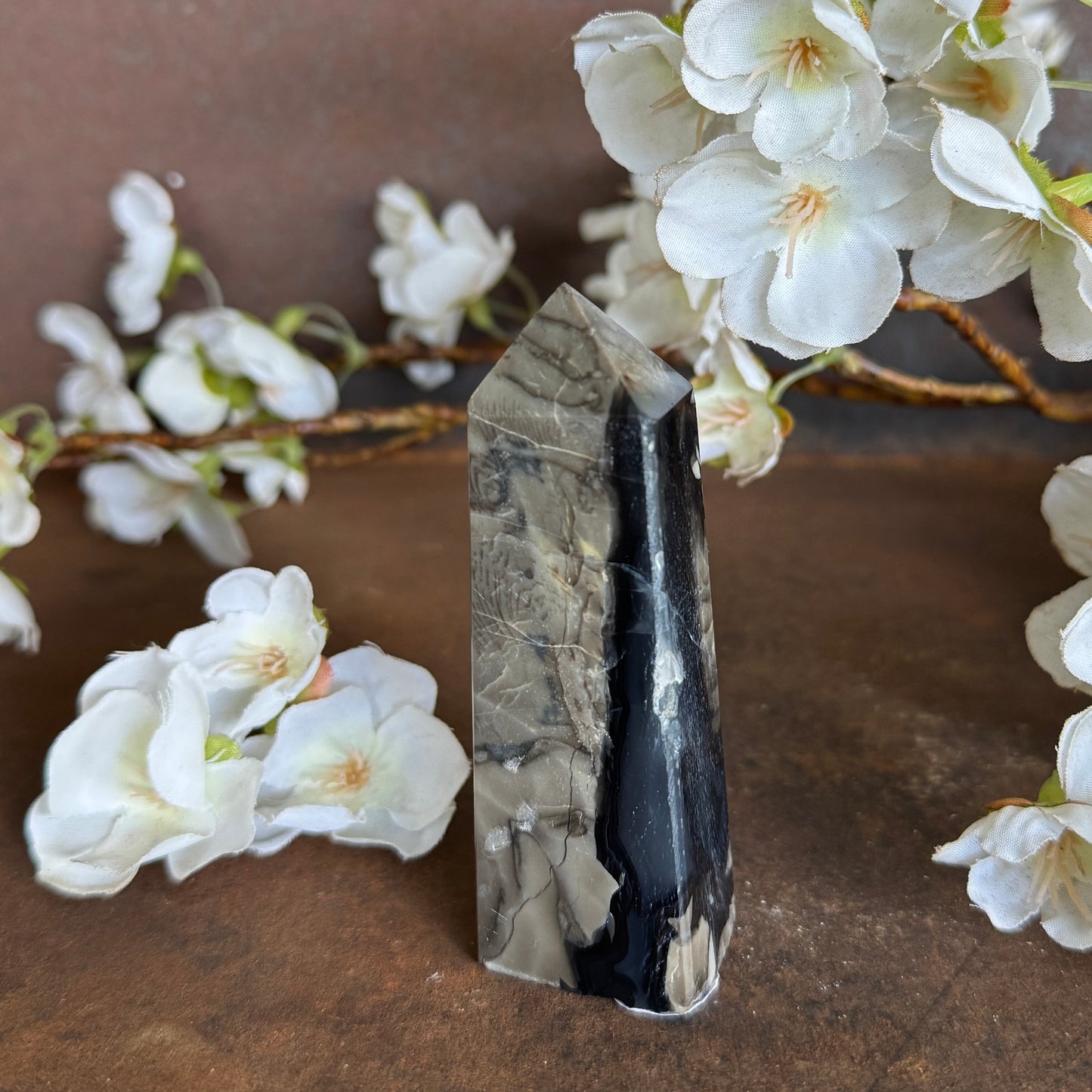 Volcanic Agate Four-Sided Crystal Tower – UV Reactive Healing Crystal