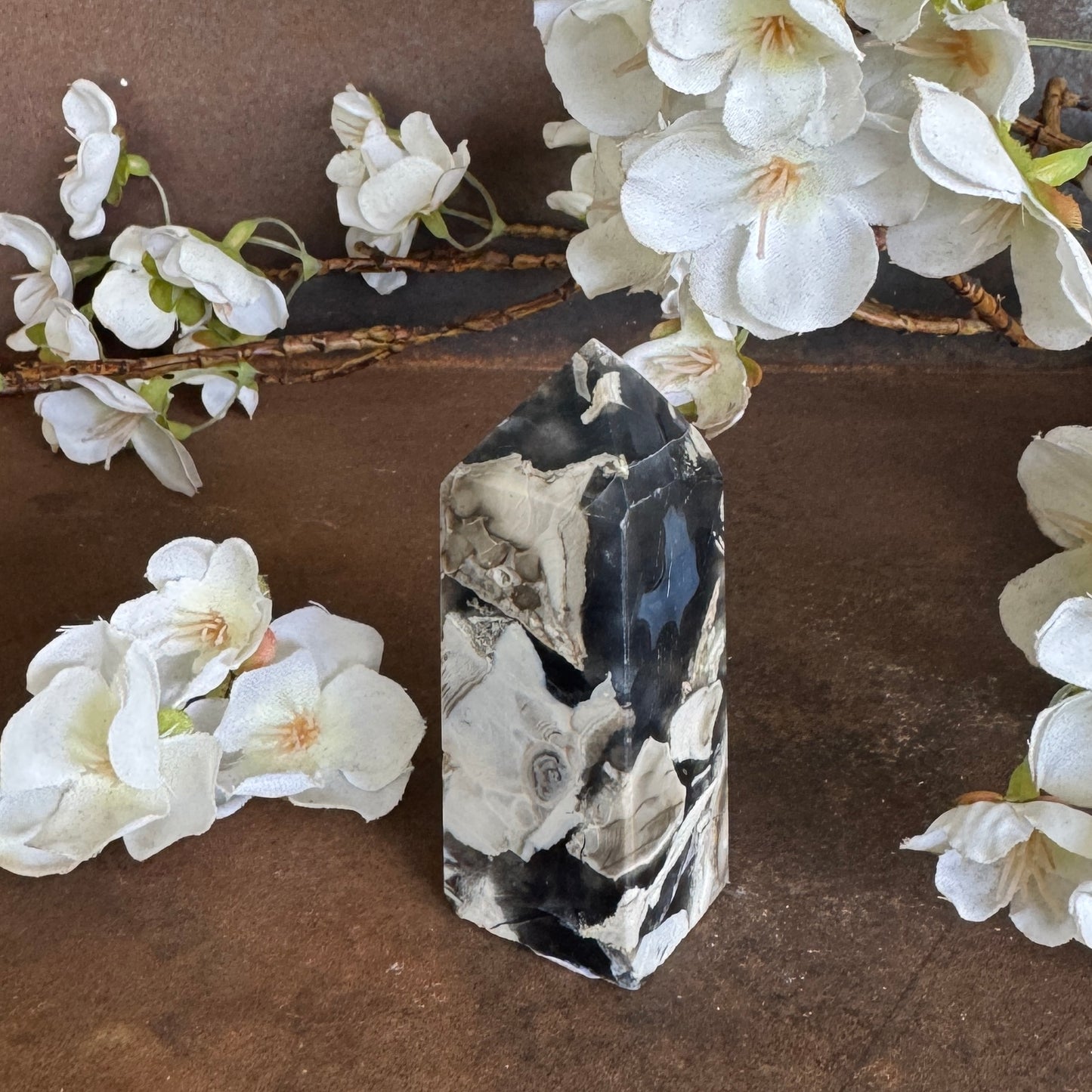 Volcanic Agate Four-Sided Crystal Tower – UV Reactive Healing Crystal