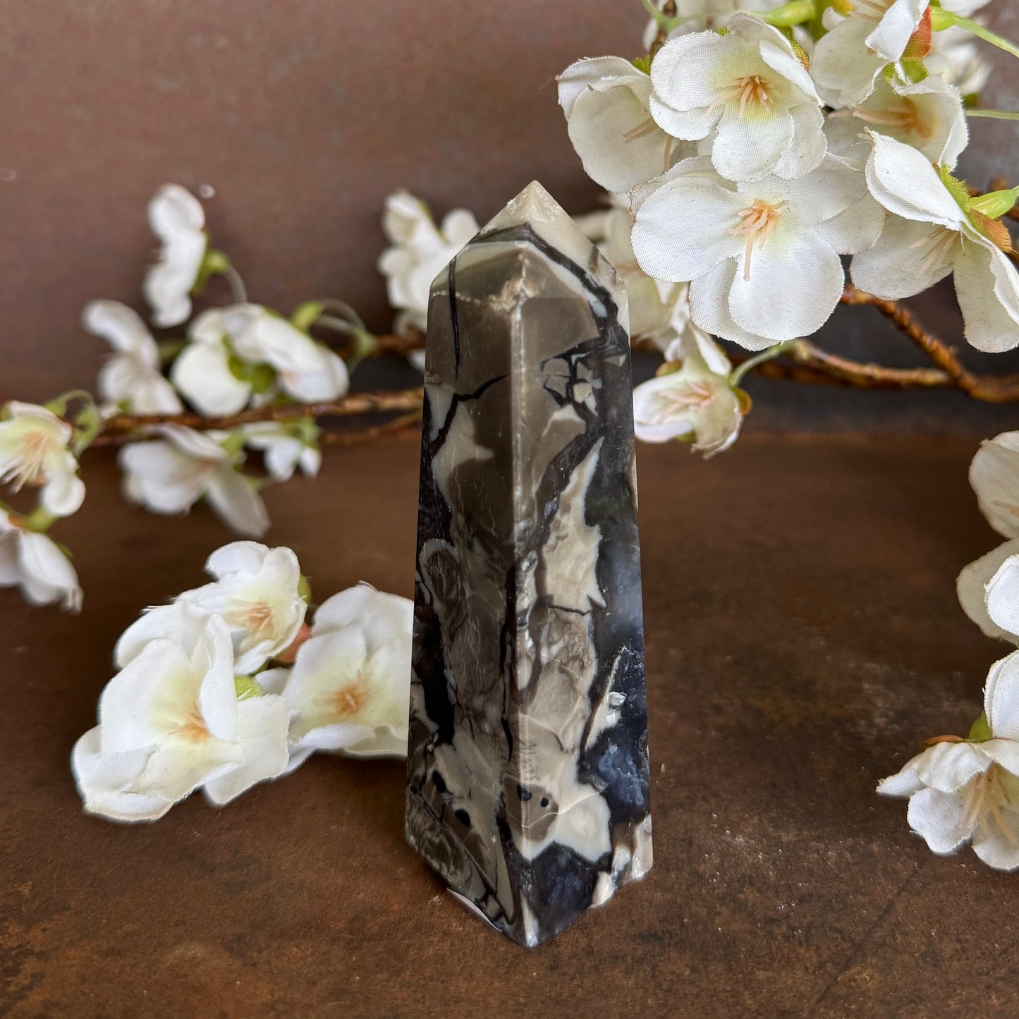 Volcanic Agate Four-Sided Crystal Tower – UV Reactive Healing Crystal