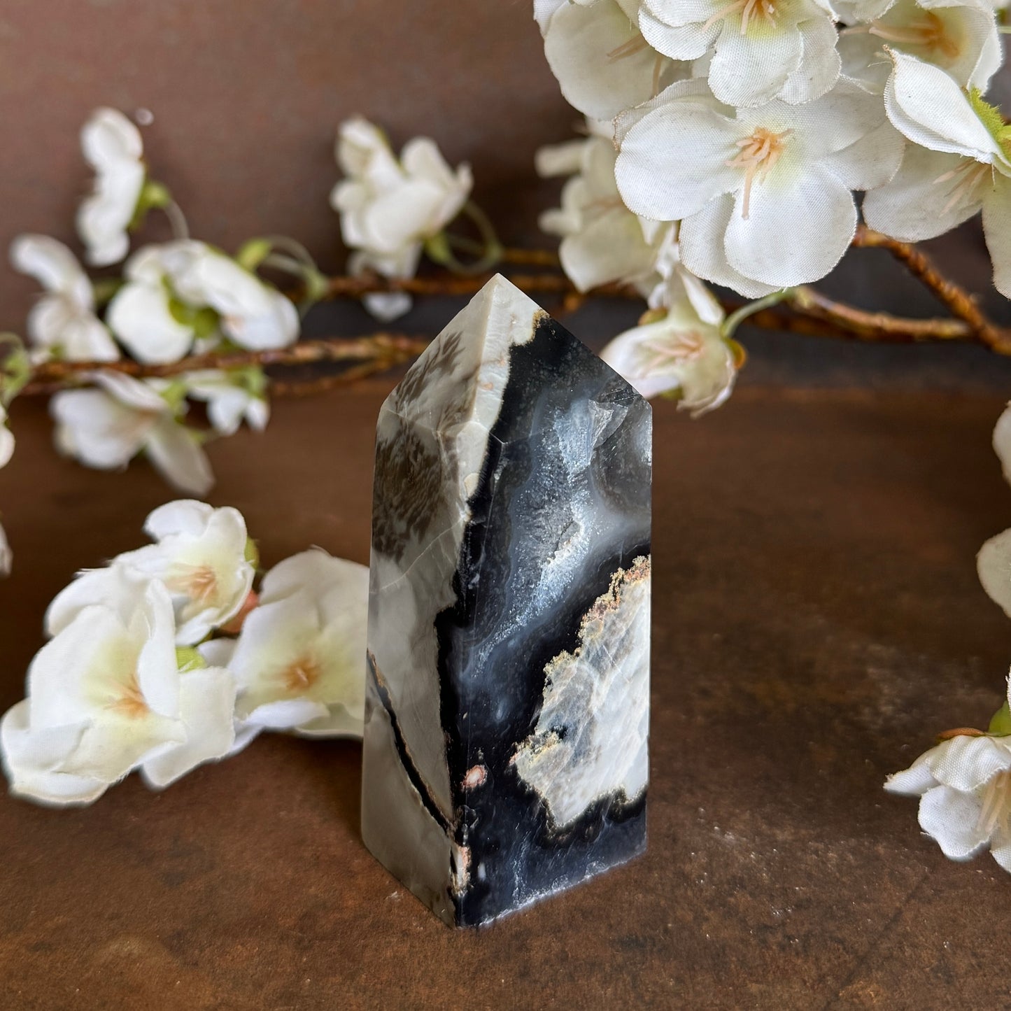 Volcanic Agate Four-Sided Crystal Tower – UV Reactive Healing Crystal